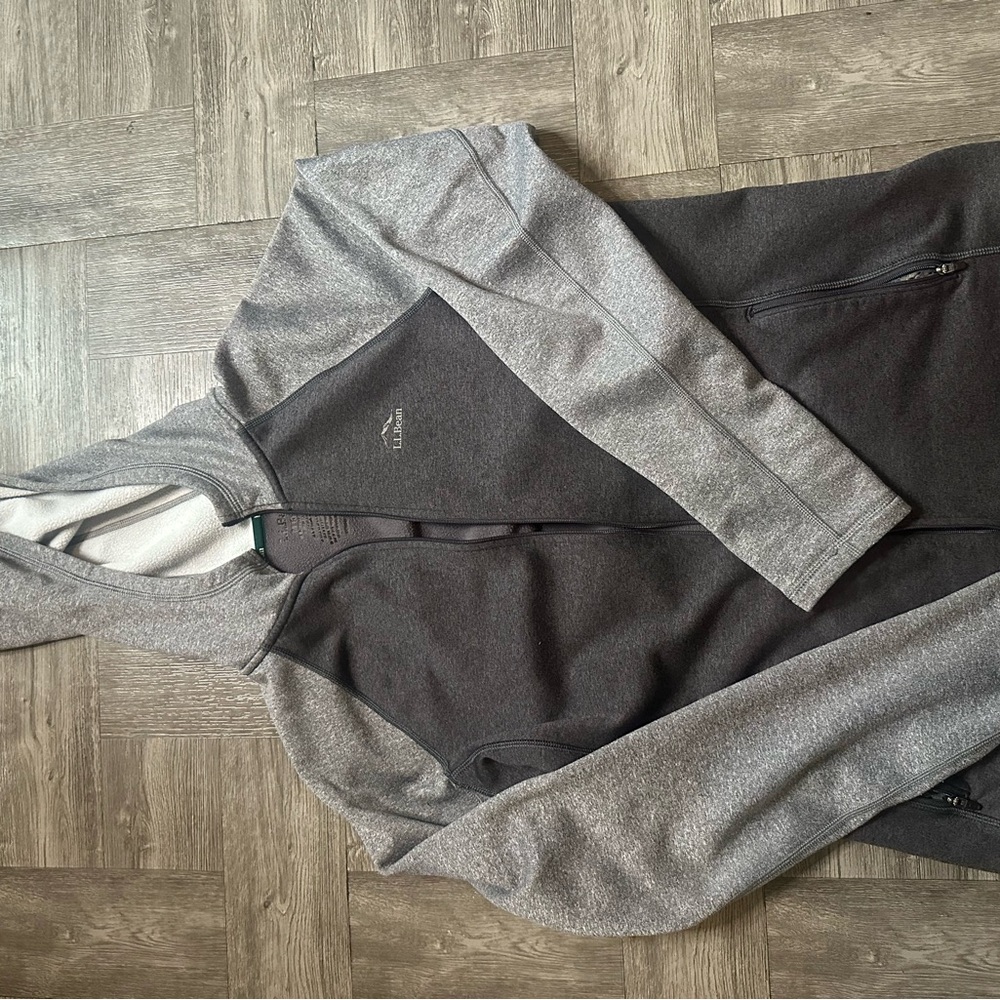 L.L. Bean Gray and Black Fleece Jacket